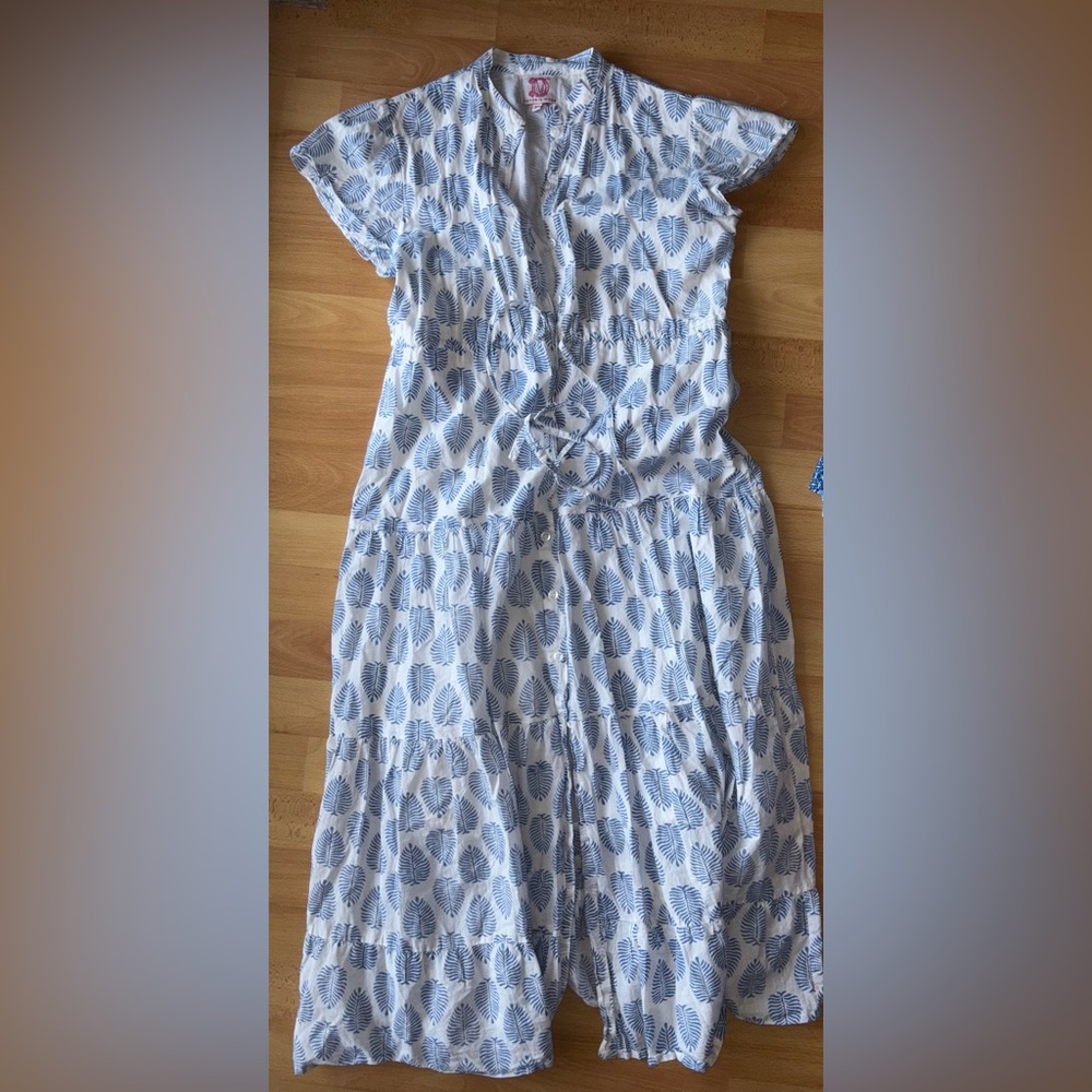Victoria Dunn Blue and White Patterned Dress